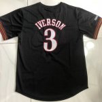 3 Allen Iverson Philadelphia 76ers Hardwood Classics Maillot à Manche Noir